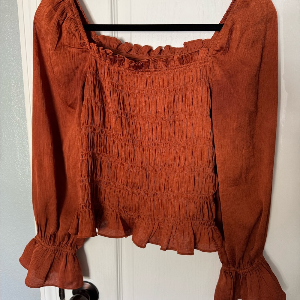 a new day Terracotta Smocked Blouse